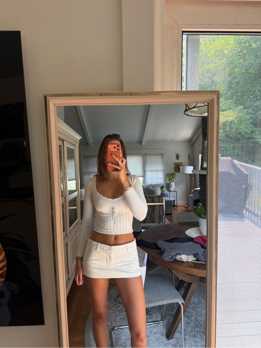 Lioness White Ribbed Mini Skirt